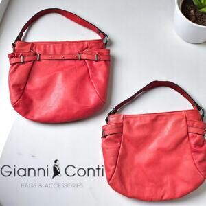 GIANNI CONTI Vera Pelle Italy Coral Smooth Leather Handbag